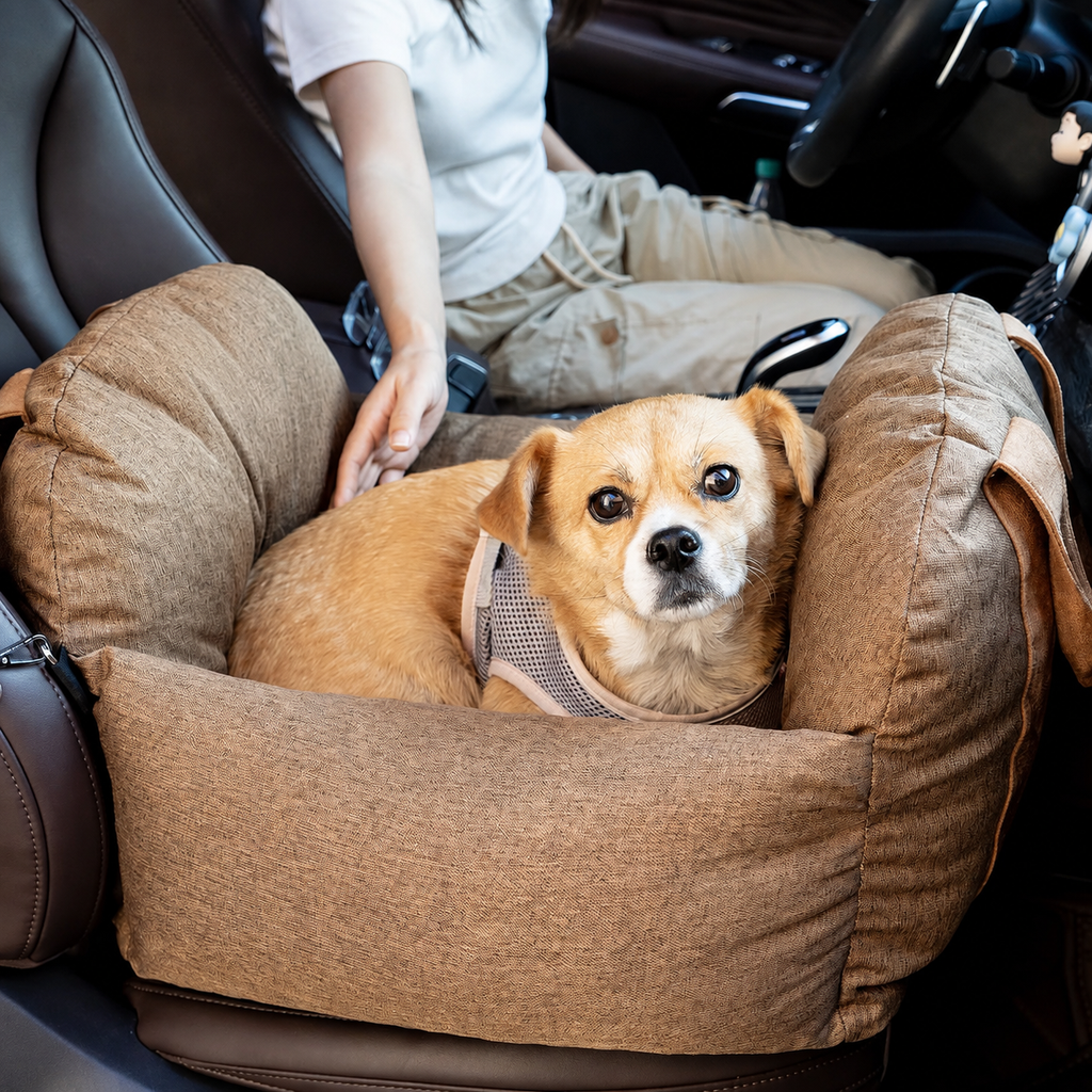 Dog Car Travel Bed with Adjustable Safety Leashes