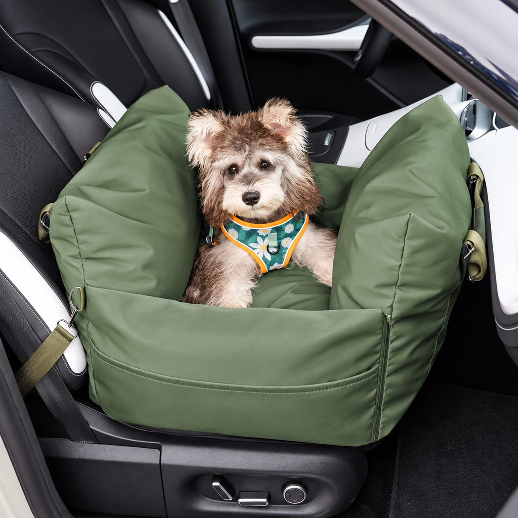 Dog Car Travel Bed with Adjustable Safety Leashes