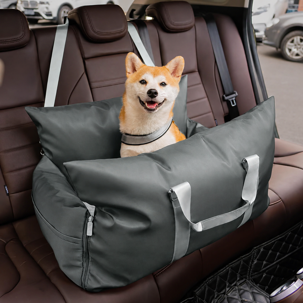 Dog Car Travel Bed with Adjustable Safety Leashes