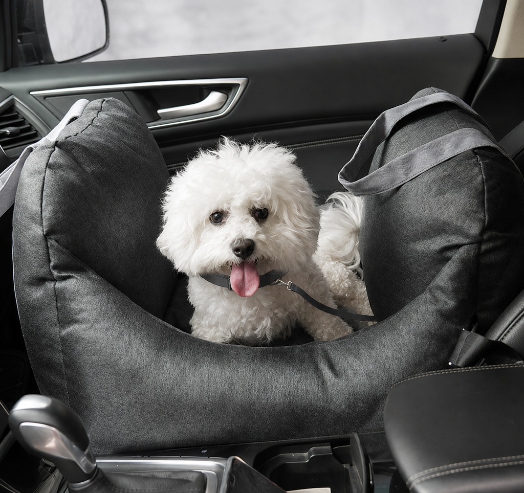 Dog Car Travel Bed with Adjustable Safety Leashes
