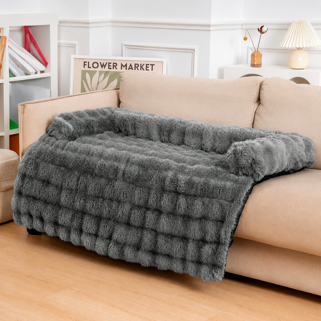 Fluffy Plush Dog Bed Mat with Non-Slip Bottom