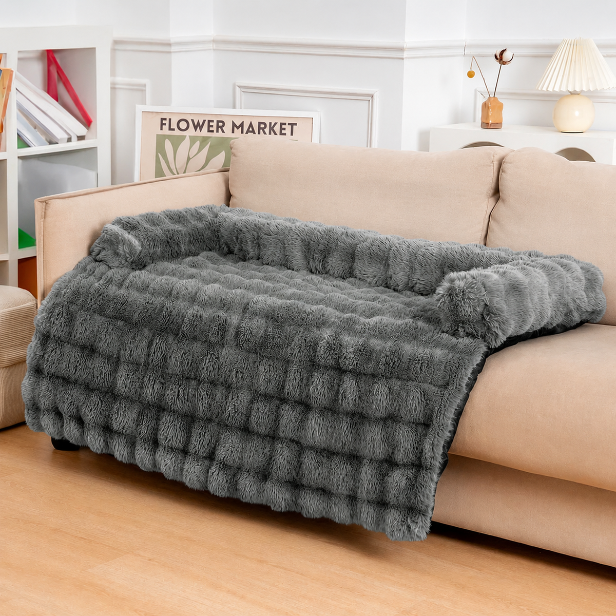 Fluffy Plush Dog Bed Mat with Non-Slip Bottom