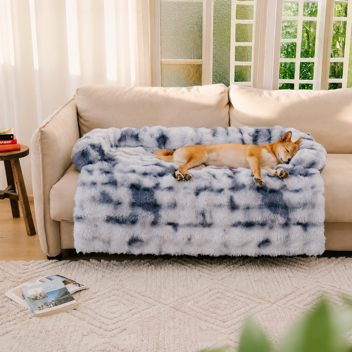 Fluffy Plush Dog Bed Mat with Non-Slip Bottom