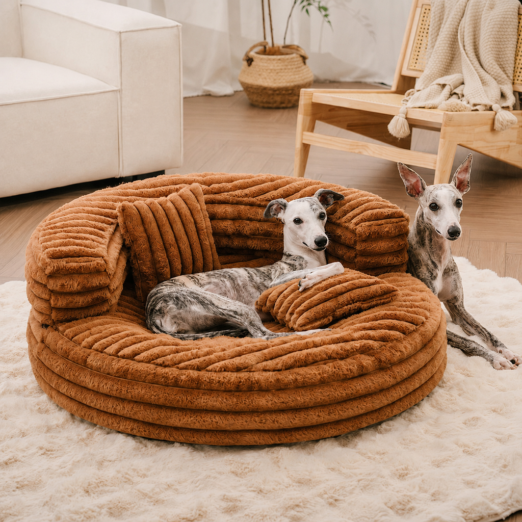 Orthopaedic Dog Bed with Ribbed Plush & Raised Bolsters