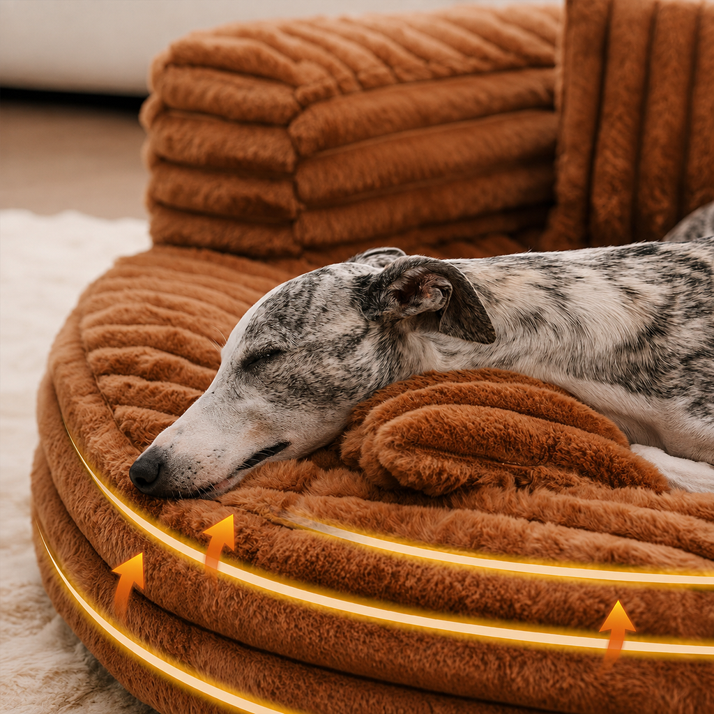 Orthopaedic Dog Bed with Ribbed Plush & Raised Bolsters