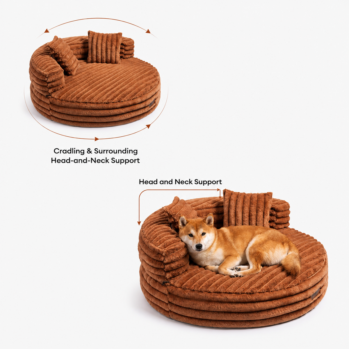 Orthopaedic Dog Bed with Ribbed Plush & Raised Bolsters