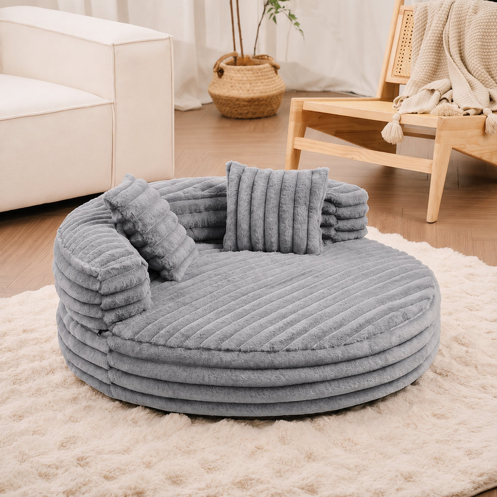 Orthopaedic Dog Bed with Ribbed Plush & Raised Bolsters