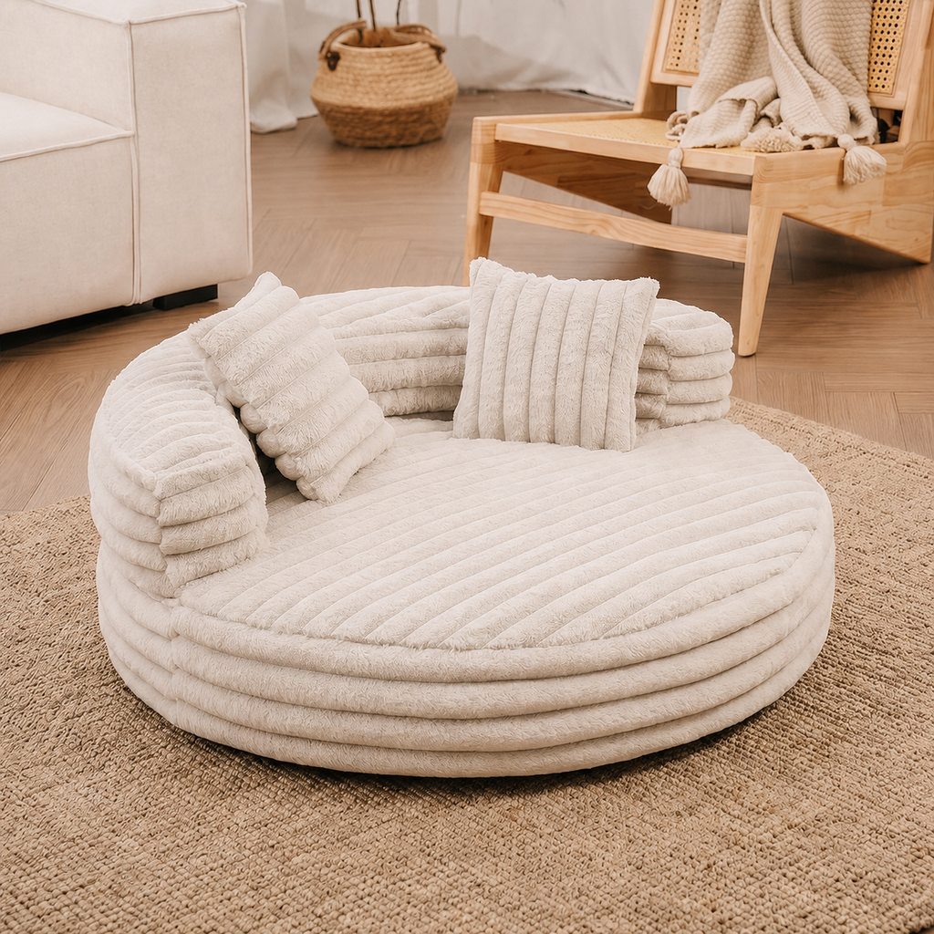 Orthopaedic Dog Bed with Ribbed Plush & Raised Bolsters