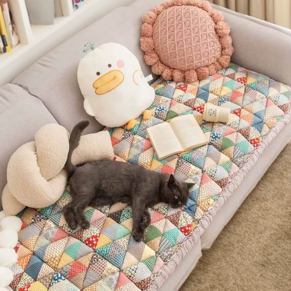 Couch Cover | Handmade Quilted Design, 100% Cotton Fabric 0
