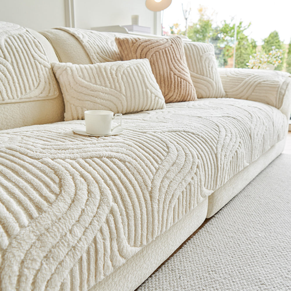 Couch Cover | Plush Material, Geometric Texture, Non-Slip Backing 0
