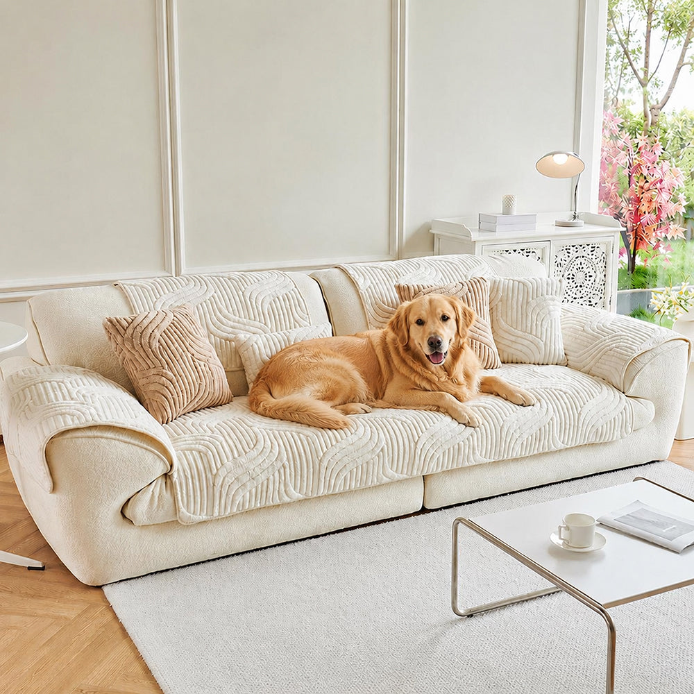Couch Cover | Plush Material, Geometric Texture, Non-Slip Backing 1