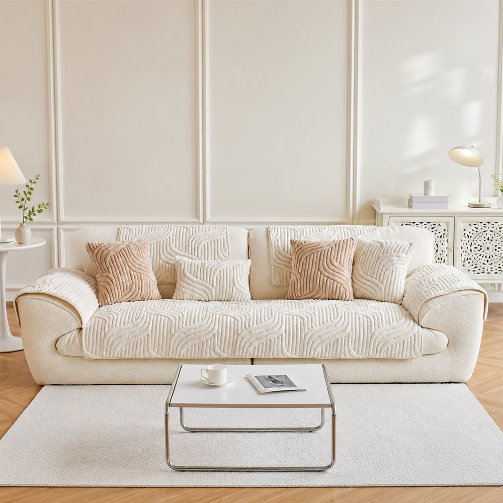 Couch Cover | Plush Material, Geometric Texture, Non-Slip Backing 2