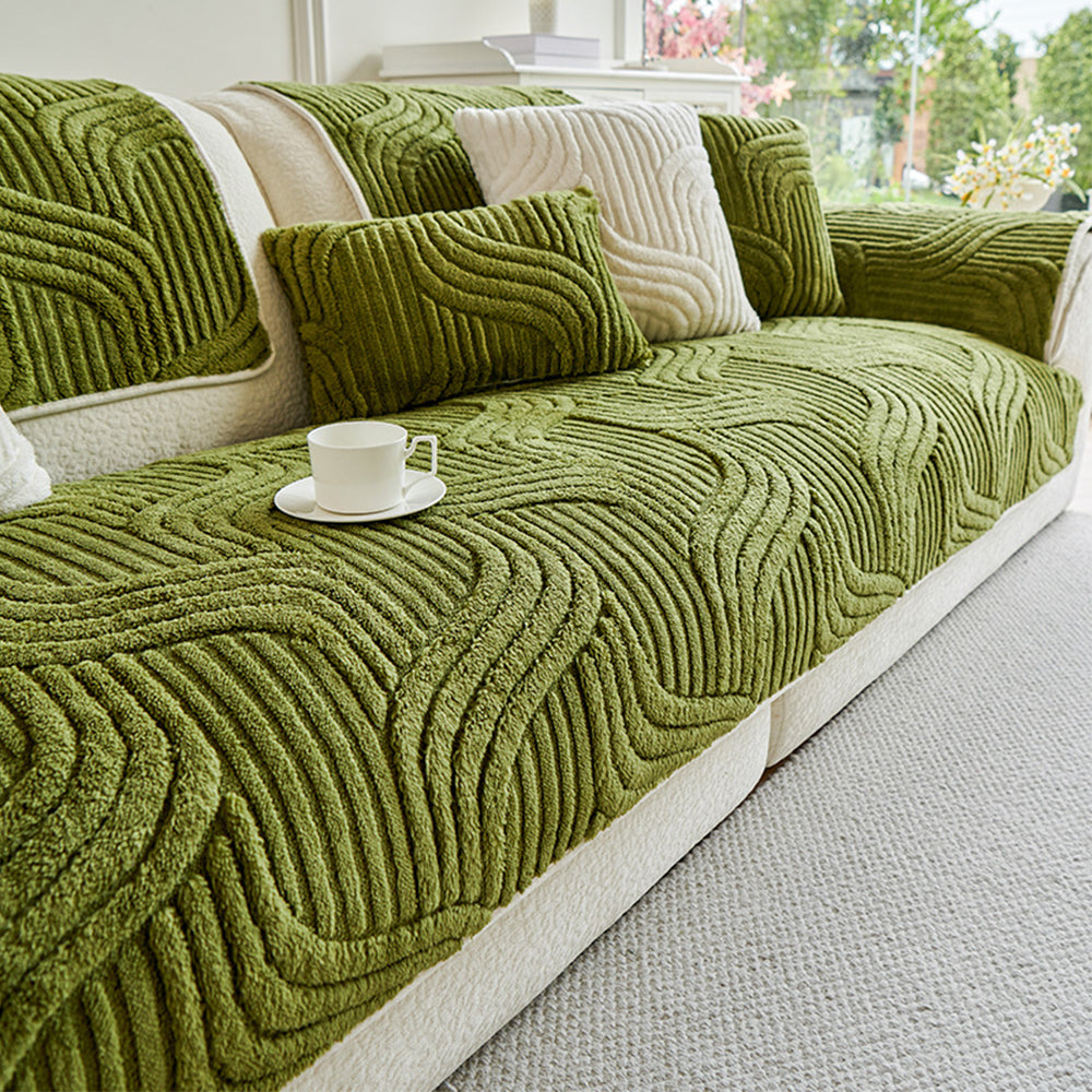 Couch Cover | Plush Material, Geometric Texture, Non-Slip Backing 8