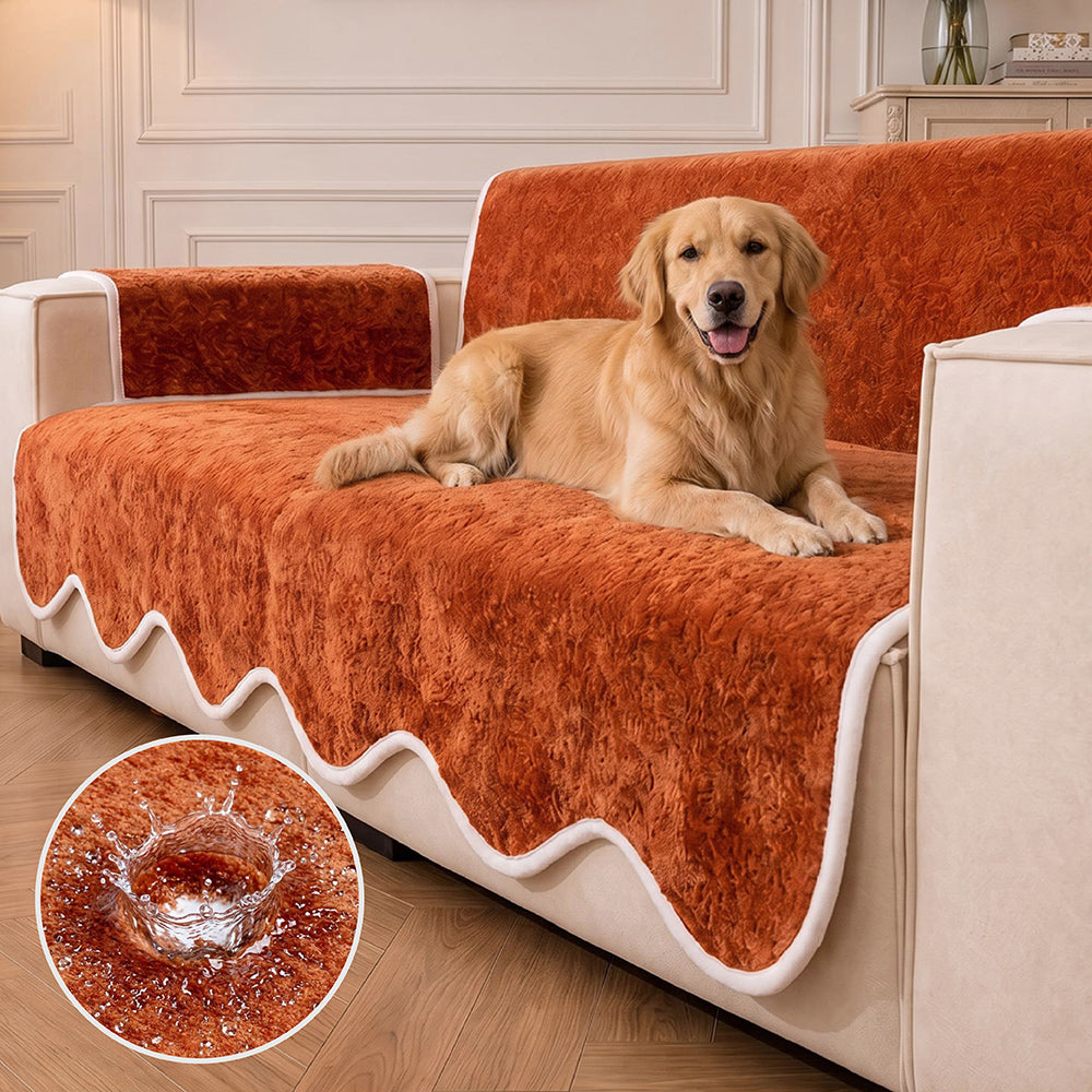 Couch Cover | Plush Velvet, Waterproof, Wavy Edge 0