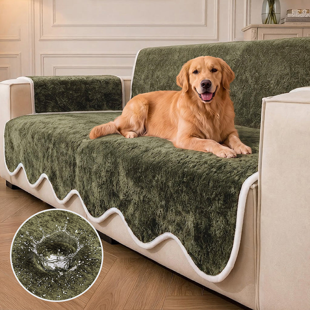 Couch Cover | Plush Velvet, Waterproof, Wavy Edge 14