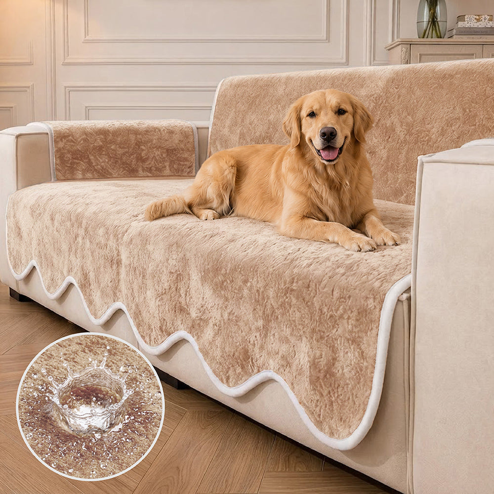 Couch Cover | Plush Velvet, Waterproof, Wavy Edge 15