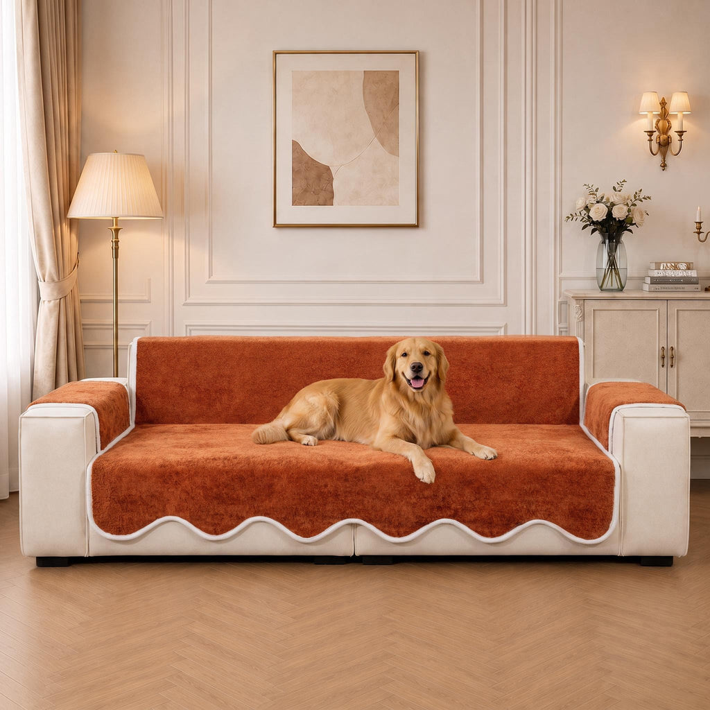 Couch Cover | Plush Velvet, Waterproof, Wavy Edge 8