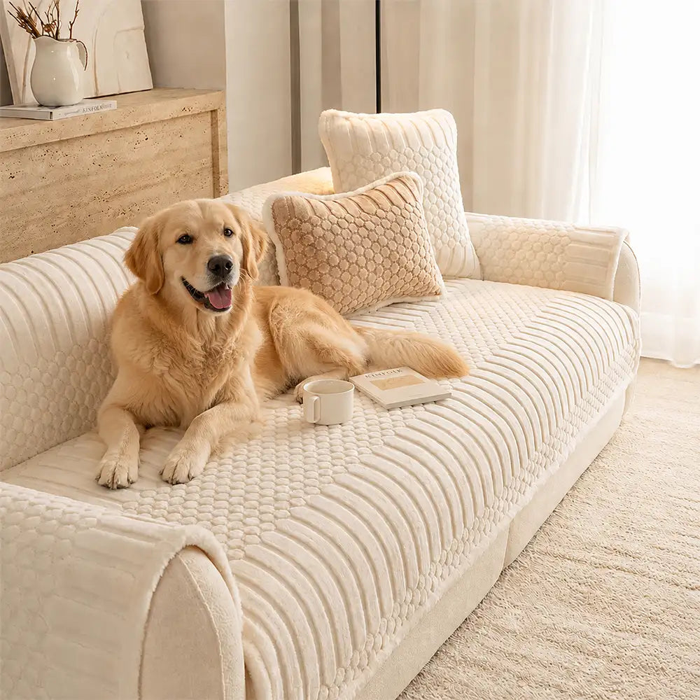 Couch Cover | Striped Ribbed Texture, Bubble-Textured Plush 1