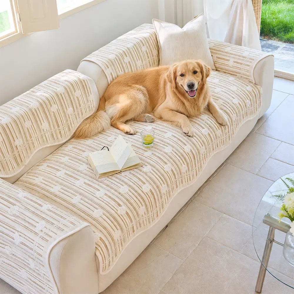 Couch Cover | Textured Striped Chenille, Non-Slip Backing 2