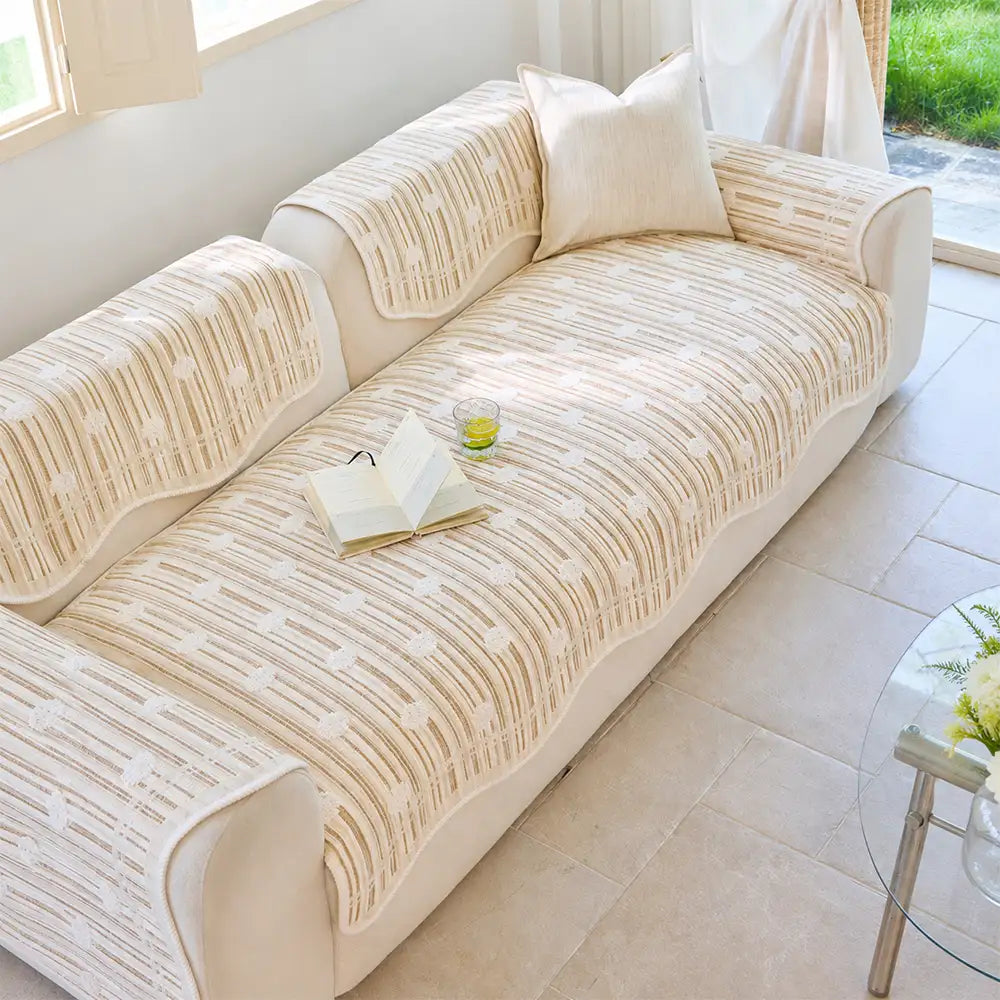 Couch Cover | Textured Striped Chenille, Non-Slip Backing 8