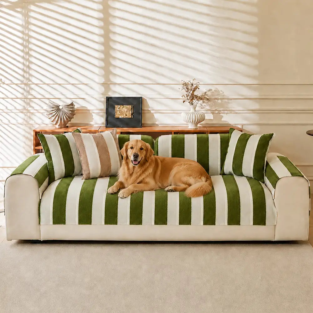 Couch Cover | Vintage Striped Chenille, Non-Slip Backing 1