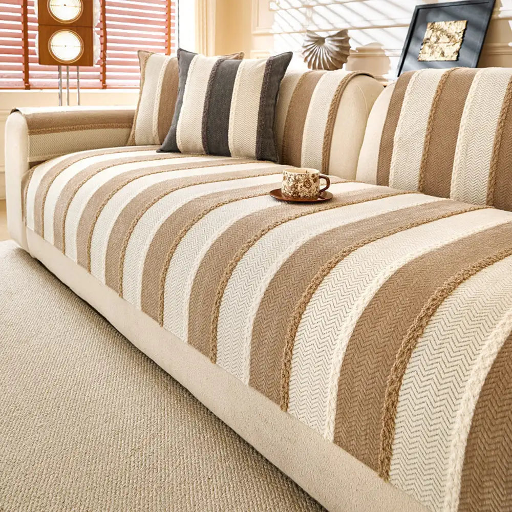 Couch Cover | Vintage Striped Chenille, Non-Slip Backing 10