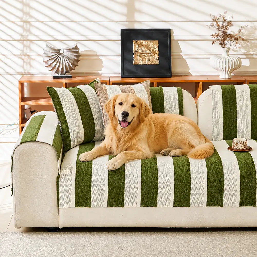 Couch Cover | Vintage Striped Chenille, Non-Slip Backing 7