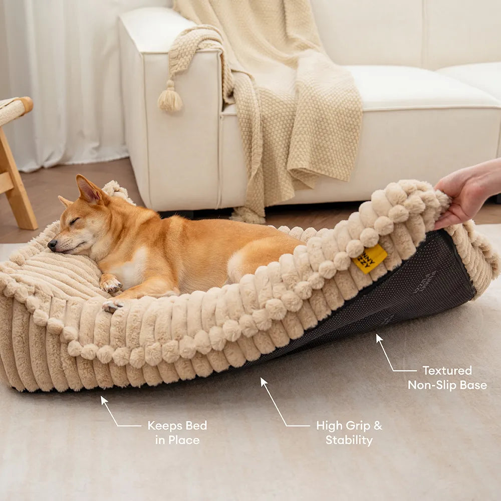 Dog Bed | Orthopedic Foam, Ribbed Plush Bolsters 5