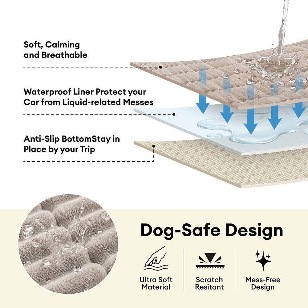 Dog Car Seat Cover | Ribbed Plush Texture, Waterproof Design 1