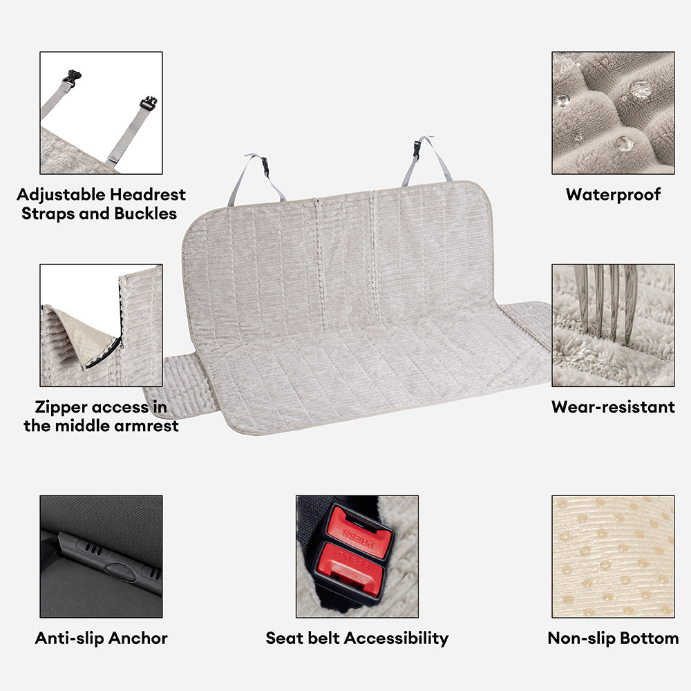 Dog Car Seat Cover | Ribbed Plush Texture, Waterproof Design 2