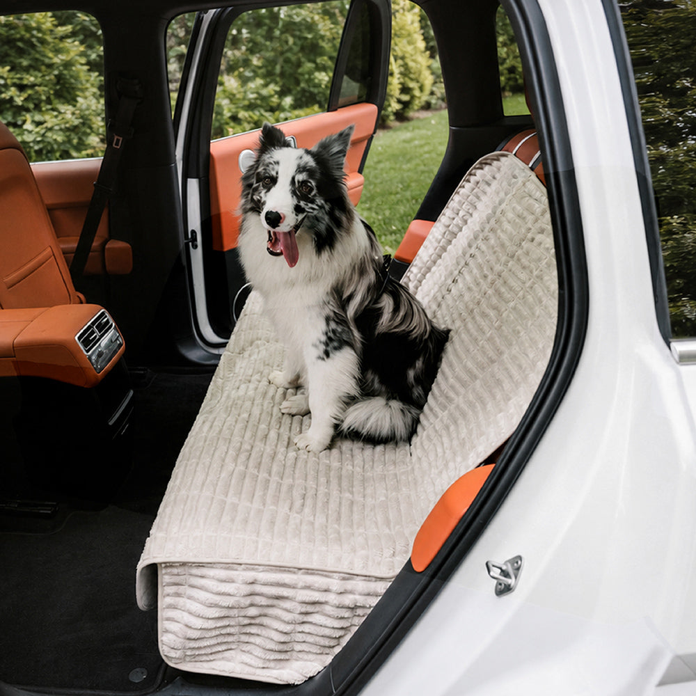Dog Car Seat Cover | Ribbed Plush Texture, Waterproof Design 4