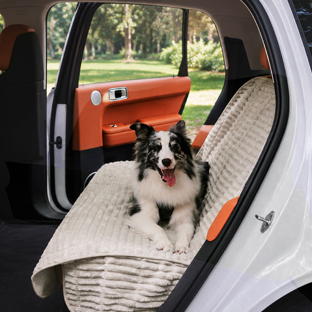Dog Car Seat Cover | Ribbed Plush Texture, Waterproof Design 5