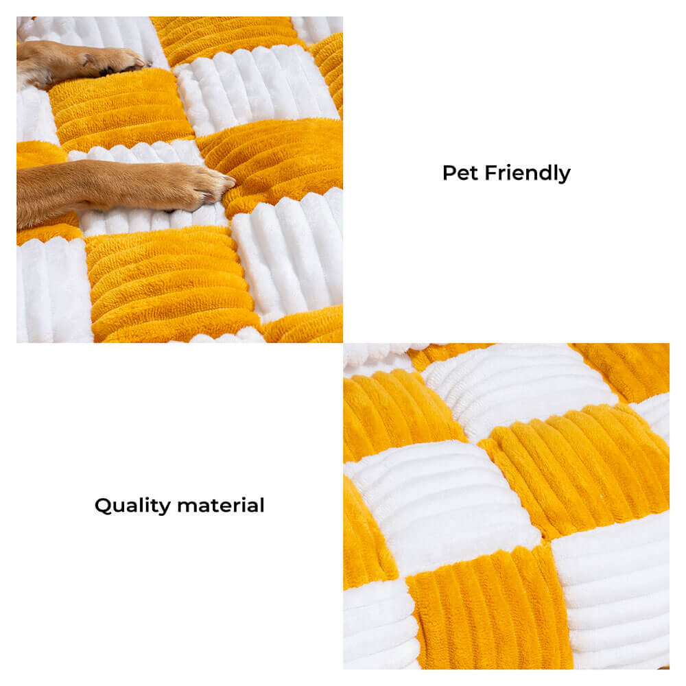 Dog Mat | Square Plaid Pattern, Cushioned Surface 3