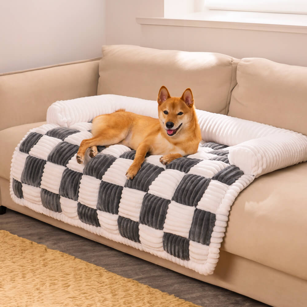 Dog Mat | Square Plaid Pattern, Cushioned Surface 8