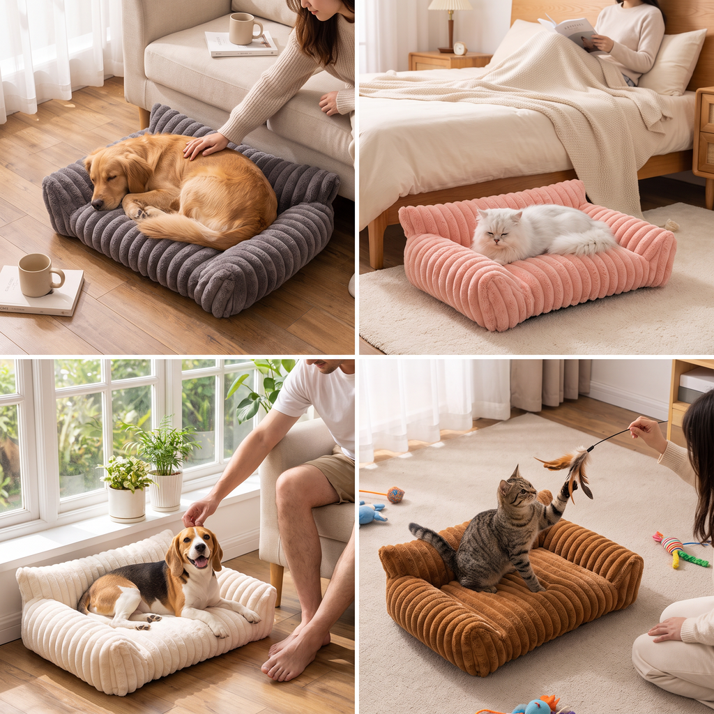 Fluffy Cloud Dog Bed - Plush Large Pet Sofa with Soft Bolsters & Removable Cover for Ultimate Comfort 3