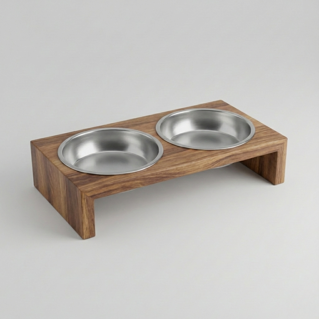 Elevated Double Feeder with Stainless Bowls