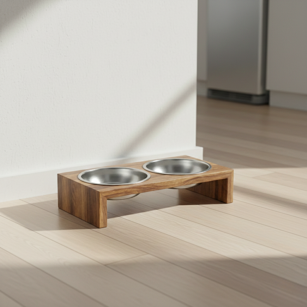 Elevated Double Feeder with Stainless Bowls