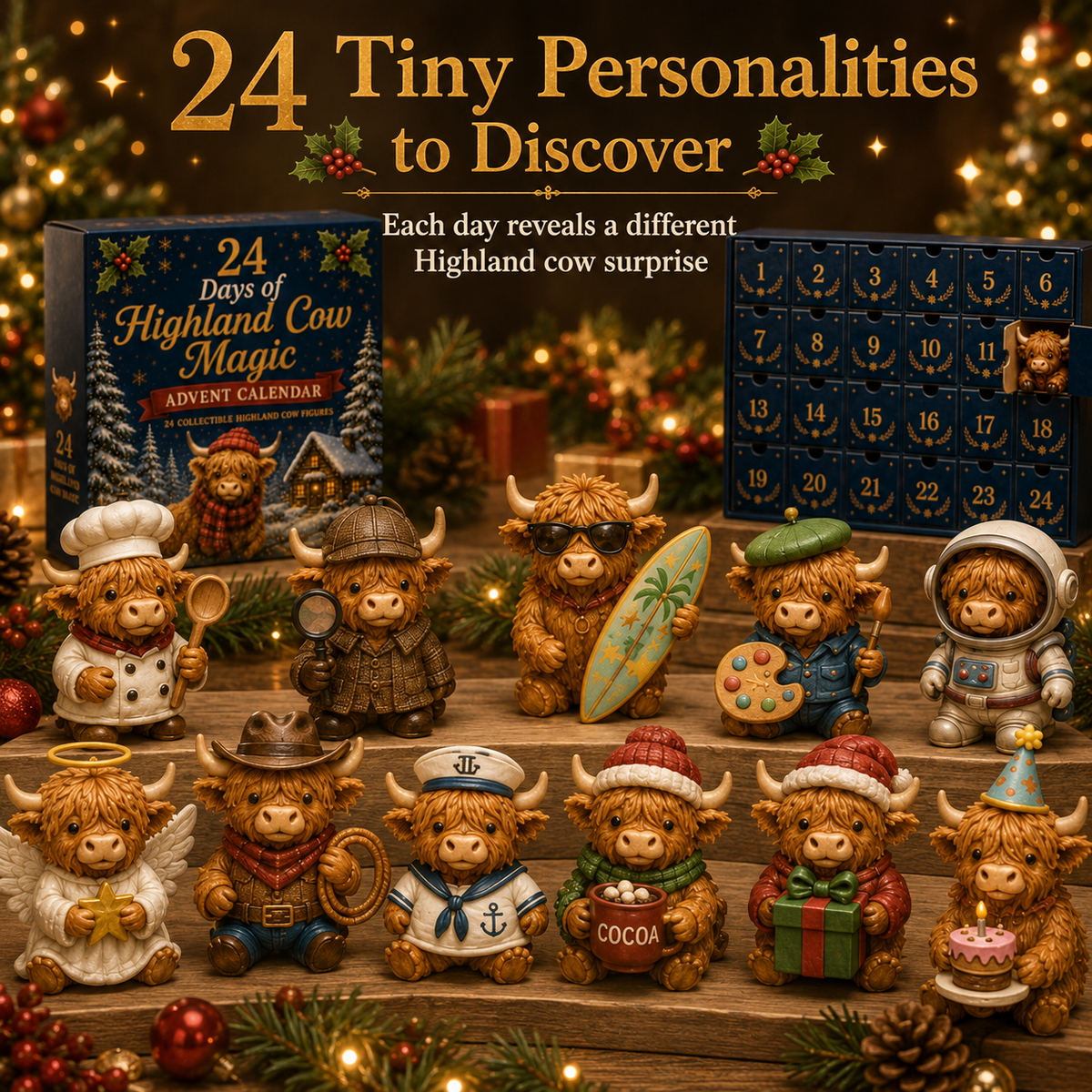 Highland Cow Advent Calendar 2026 - Festive Countdown with Charming Design for Holiday Cheer 2