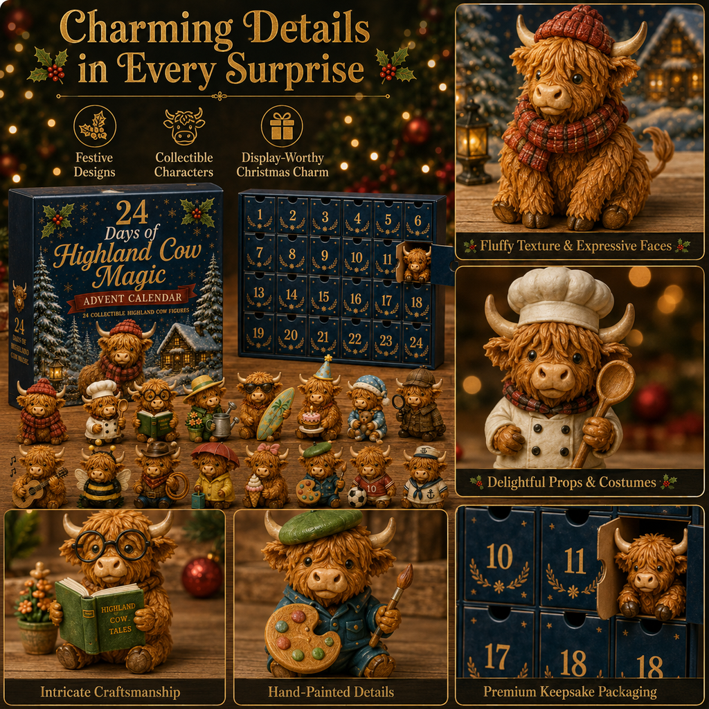 Highland Cow Advent Calendar 2026 - Festive Countdown with Charming Design for Holiday Cheer 3