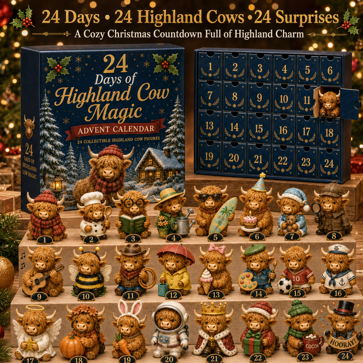 Highland Cow Advent Calendar 2026 - Festive Countdown with Charming Design for Holiday Cheer 4