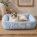 Personalized Fluffy Cloud Cat Bed with Soft Bolsters