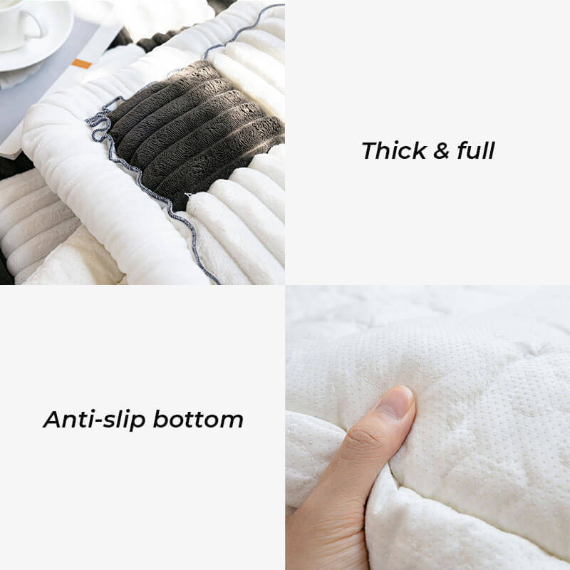 Pet Mat Bed | Cream Plaid Pattern, Chenille Fabric 4