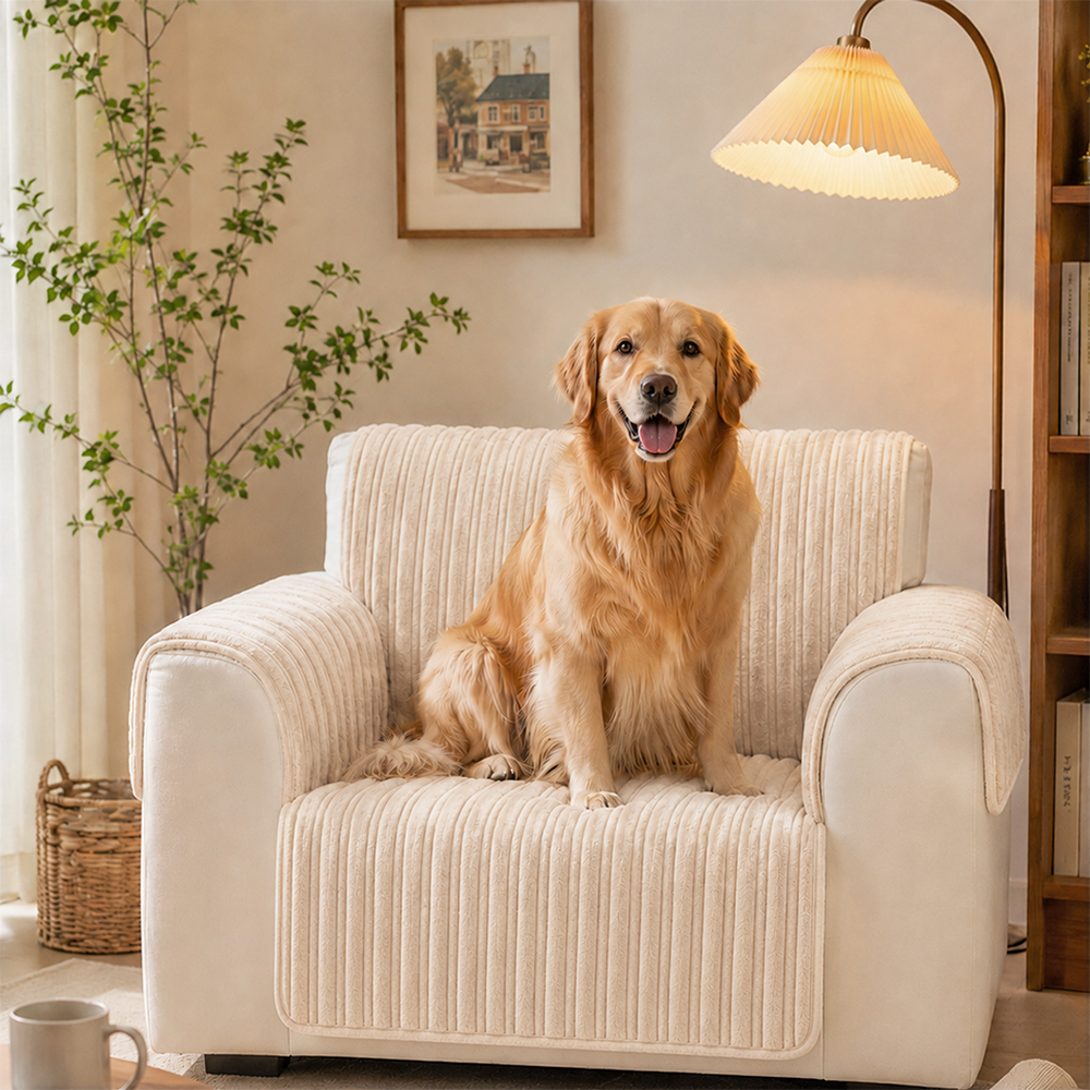 Recliner Couch Cover | Waterproof Ribbed Plush, Non-Slip Design 0