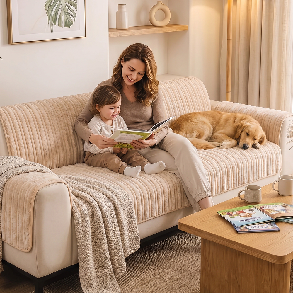 Recliner Couch Cover | Waterproof Ribbed Plush, Non-Slip Design 11