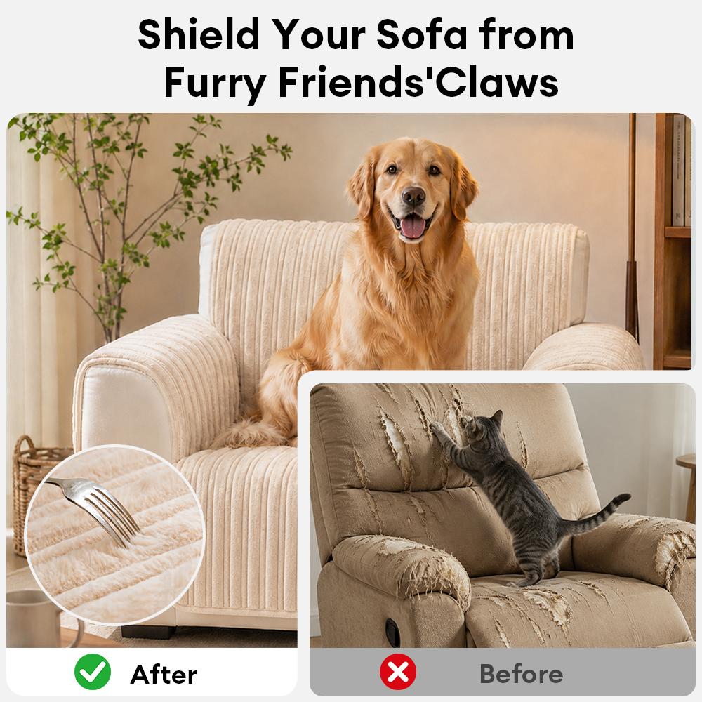 Recliner Couch Cover | Waterproof Ribbed Plush, Non-Slip Design 8