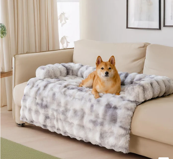 Fluffy Plush Dog Bed Mat with Non-Slip Bottom
