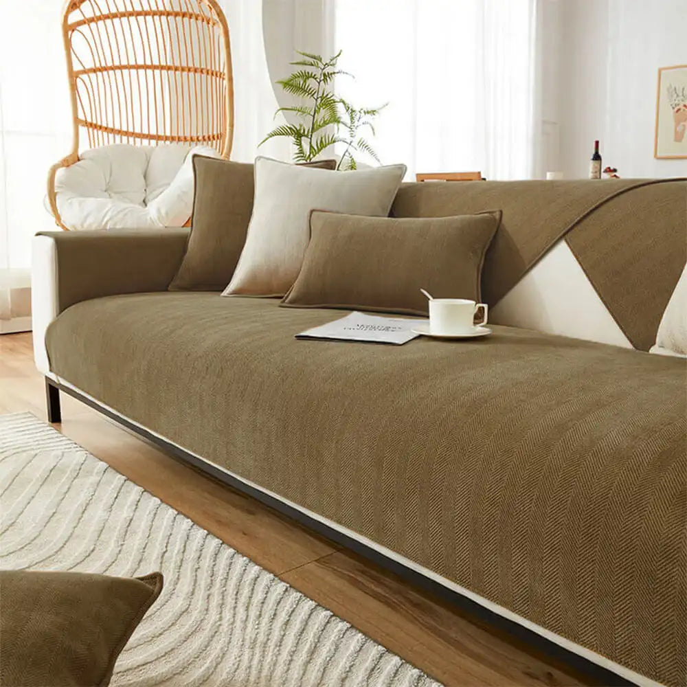 Sofa Cover | Herringbone Chenille Fabric, Tailored Fit 15