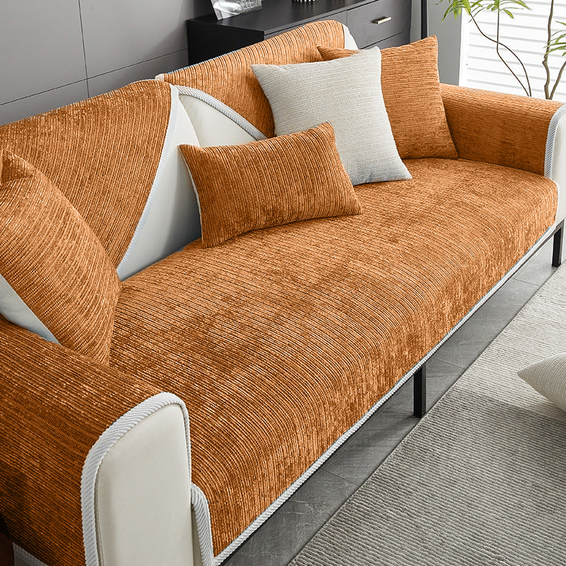 Sofa Cover | Striped Chenille Fabric, Non-Slip Backing 10