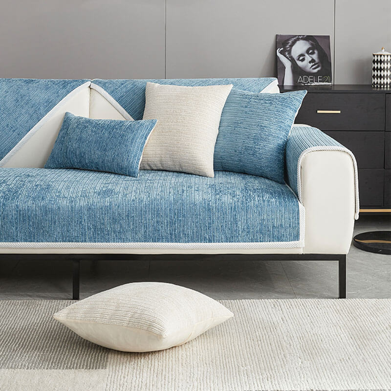 Sofa Cover | Striped Chenille Fabric, Non-Slip Backing 6