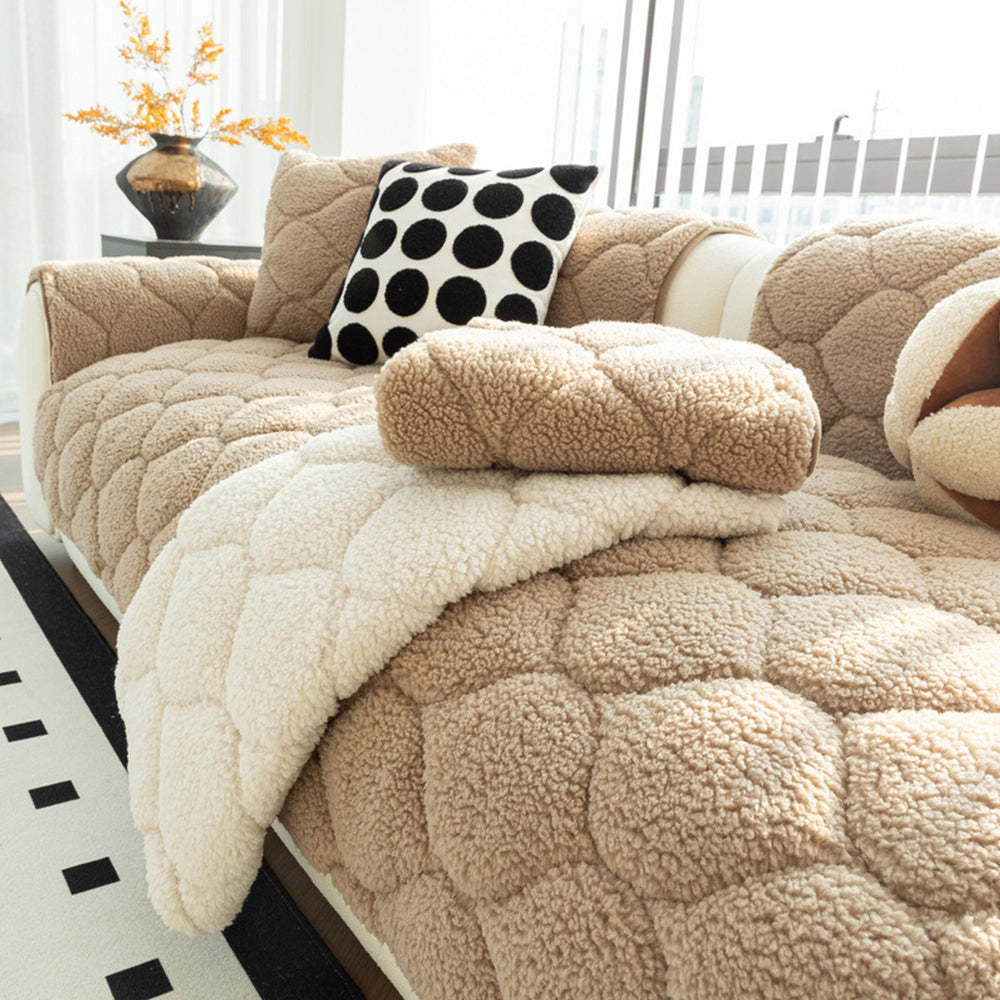 Sofa Cover | Thickened Sherpa Fleece, Non-Slip Backing 1